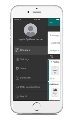 Menüpunkt Statistiken in der 99coaches App