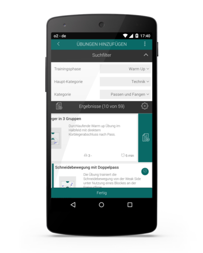 Übungen zum Training hinzufügen in der App